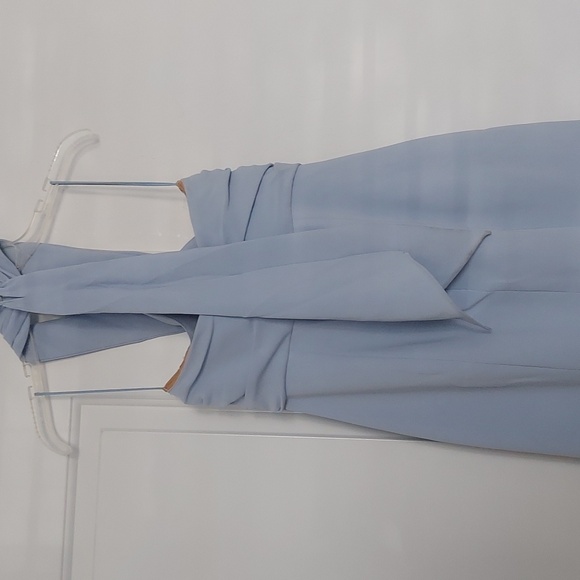 NEW Cinq a Sept Adela Tie-Back Trumpet Midi Dress in Light Blue - Picture 6 of 8